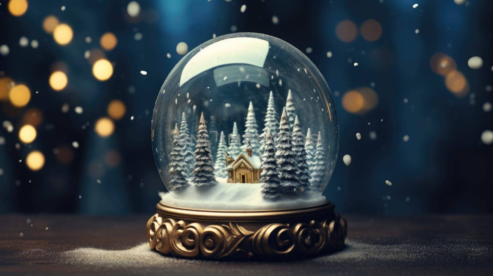 x'mas christmas winter snowglobe cabin, ai