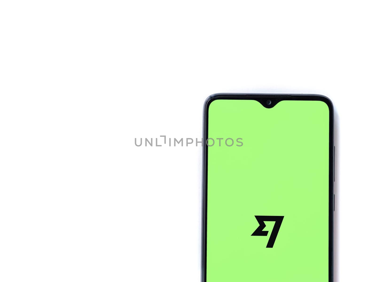 Lod, Israel - July 16,2023: Wise app launch screen on smartphone on white background. Top view flat lay with copy space.