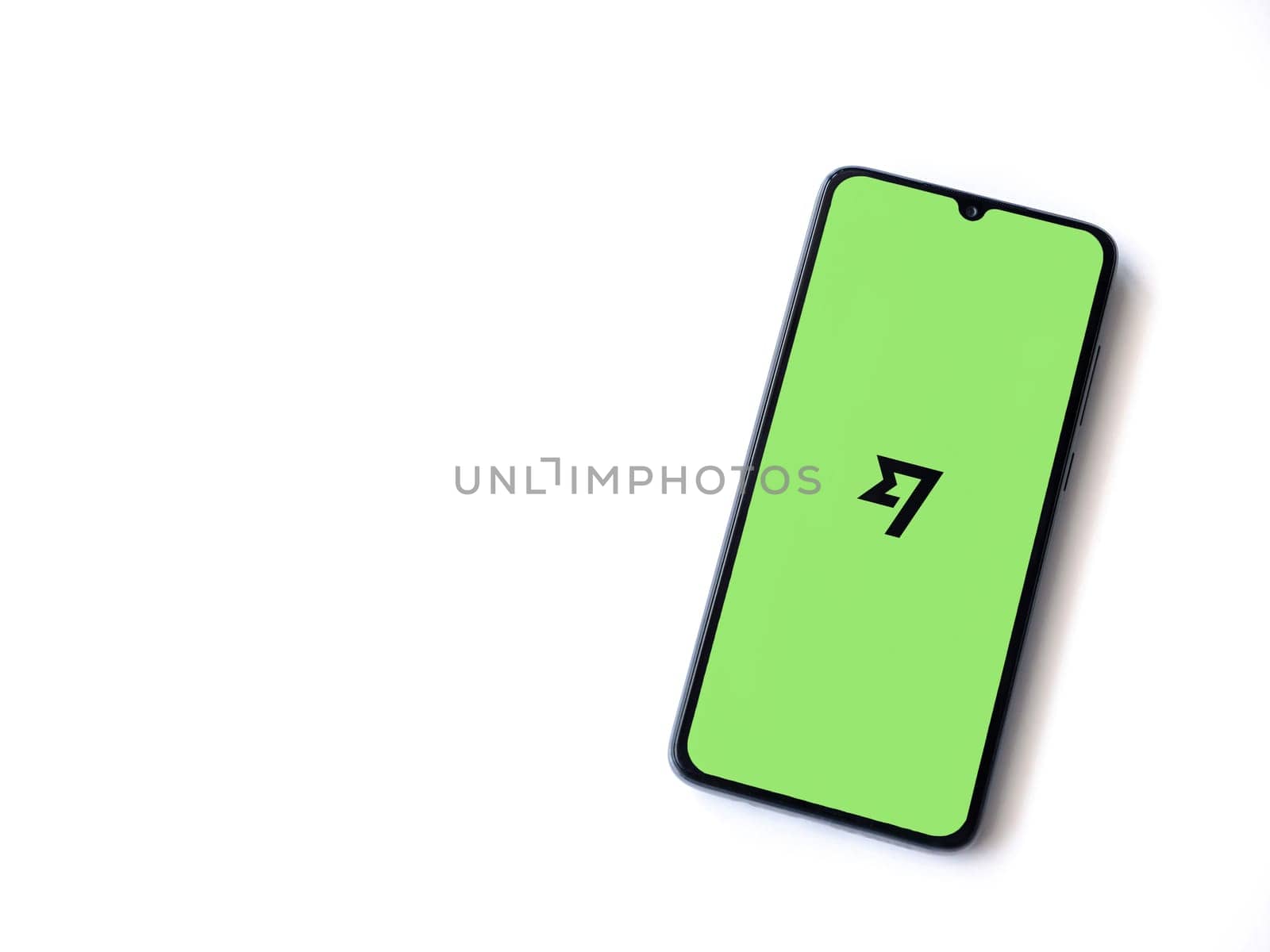 Lod, Israel - July 16,2023: Wise app launch screen on smartphone on white background. Top view flat lay with copy space.