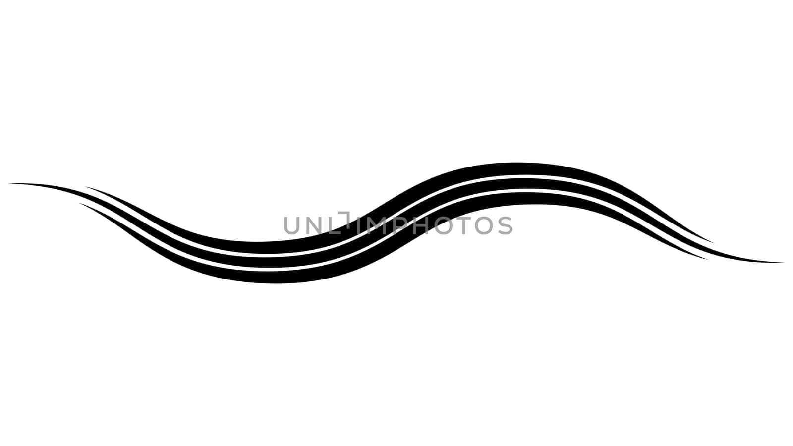 Triple curved wavy line swoosh on swish, logo strip