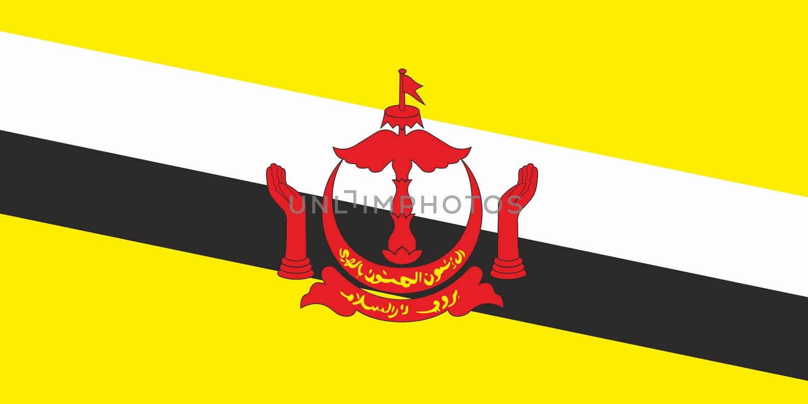 Flag of Brunei. Nation of Brunei flag. Brunei national flag. Fabric Texture. Asian country