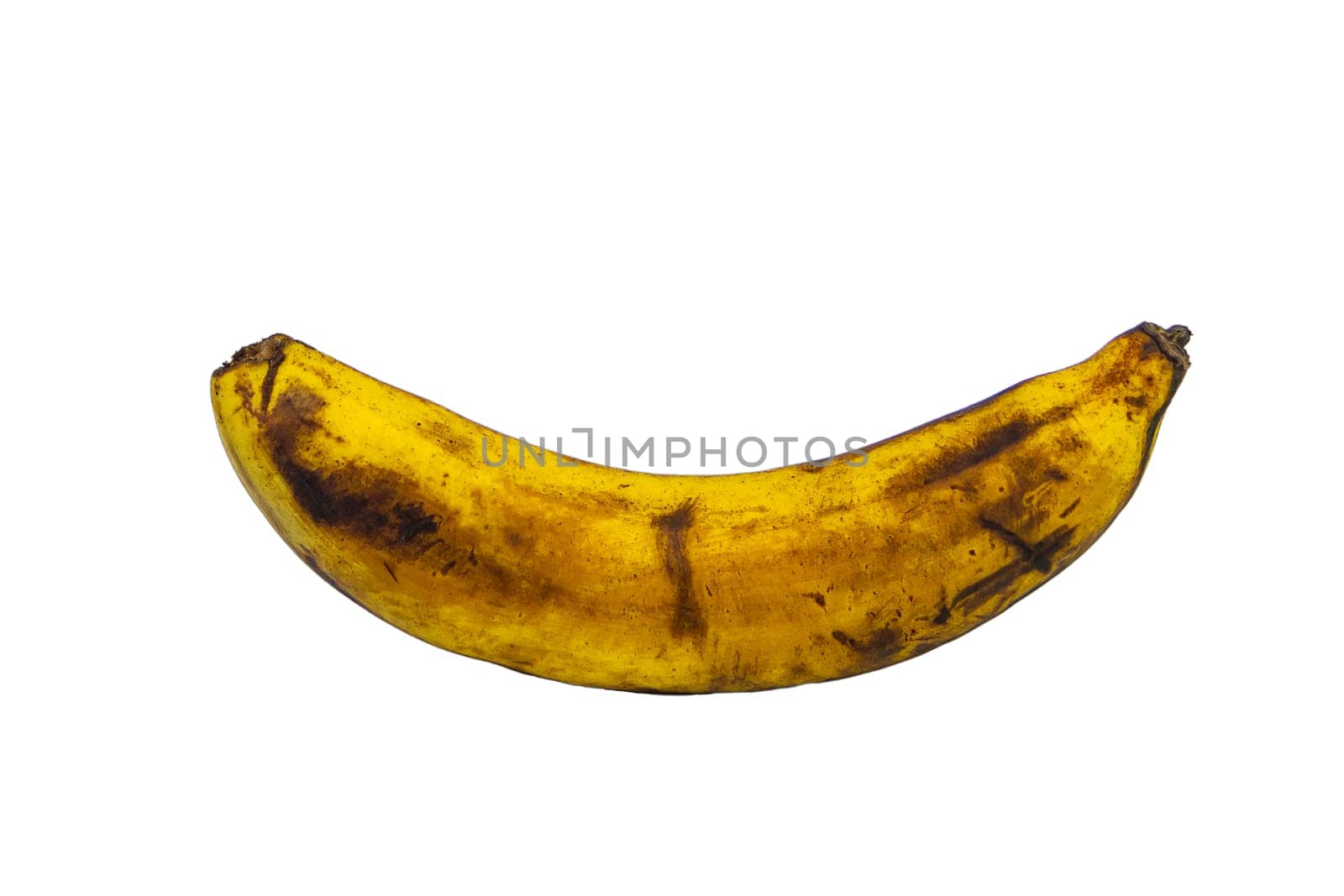 Rotten banana isolated on white background, Clipping path