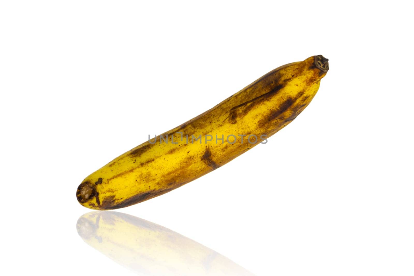 Rotten banana isolated on white background, Clipping path