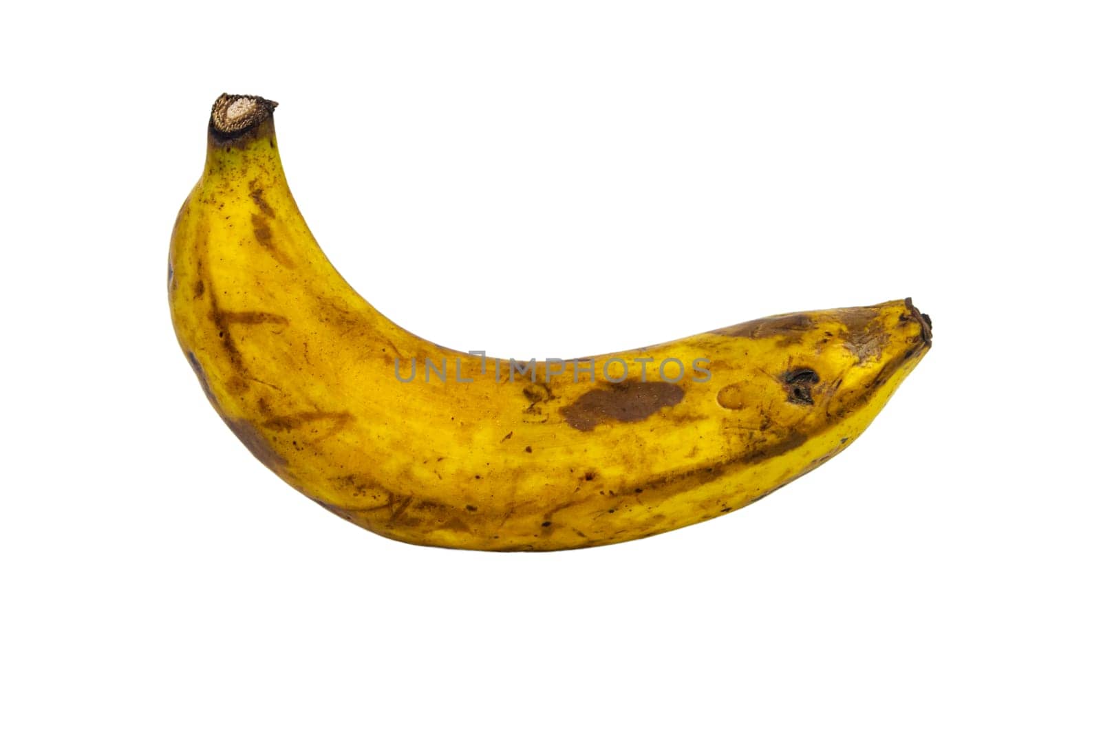 Rotten banana isolated on white background, Clipping path
