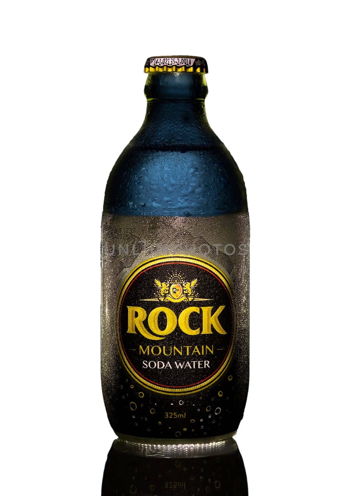 PHUKET, THAILAND - SEP 26, 2023: Soda Water Rock Mountain, Fizzy soft drink that is popular all, Isolated on white background