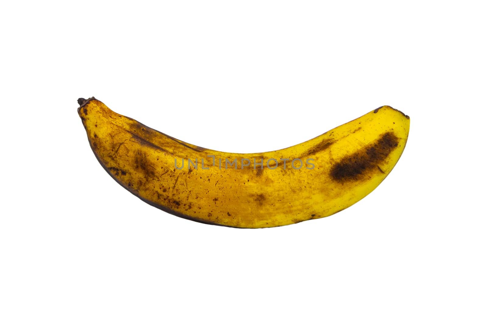 Rotten banana isolated on white background, Clipping path