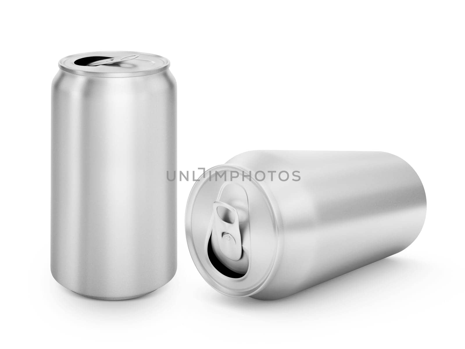 Open can of beverage isolated on white