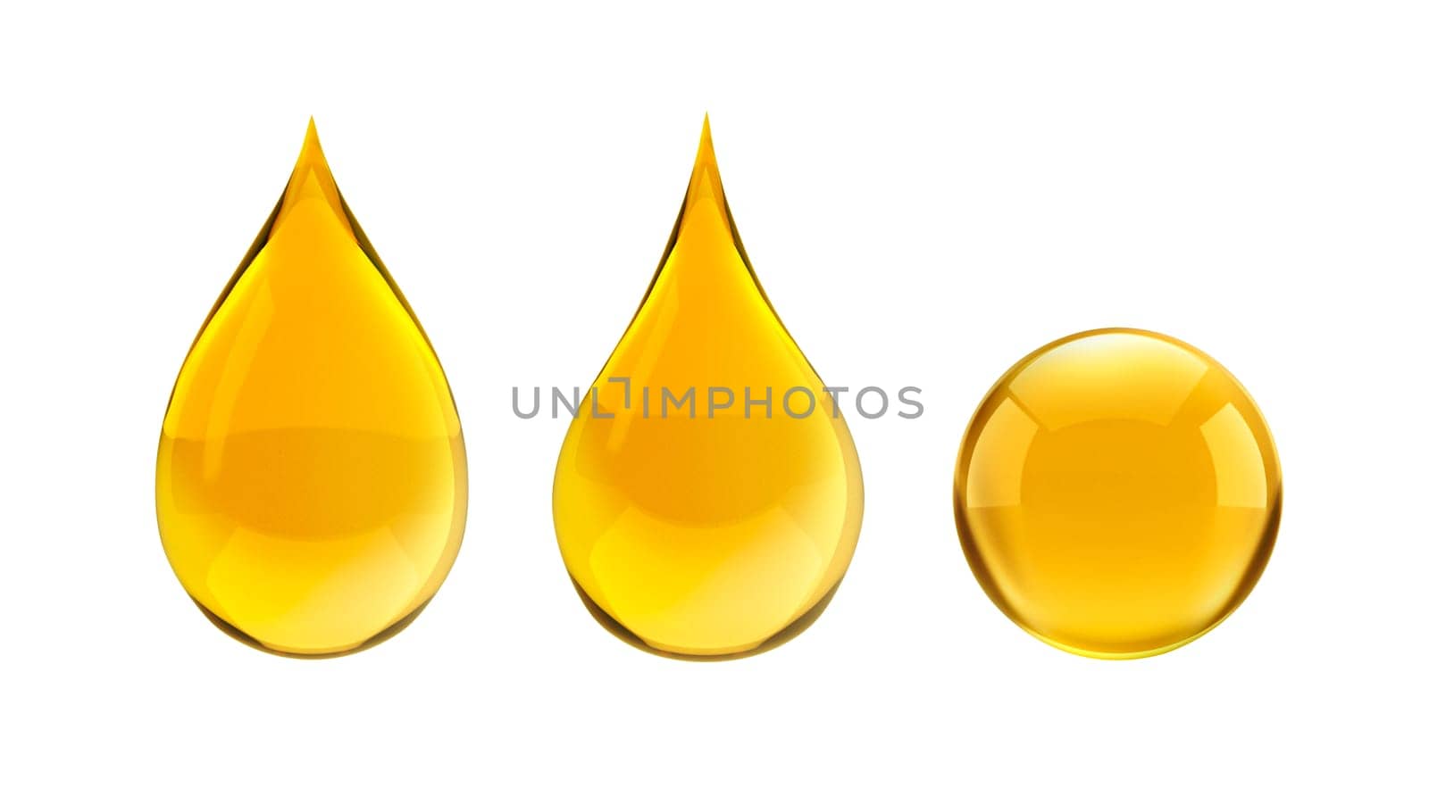 Oil drops isolated on white background