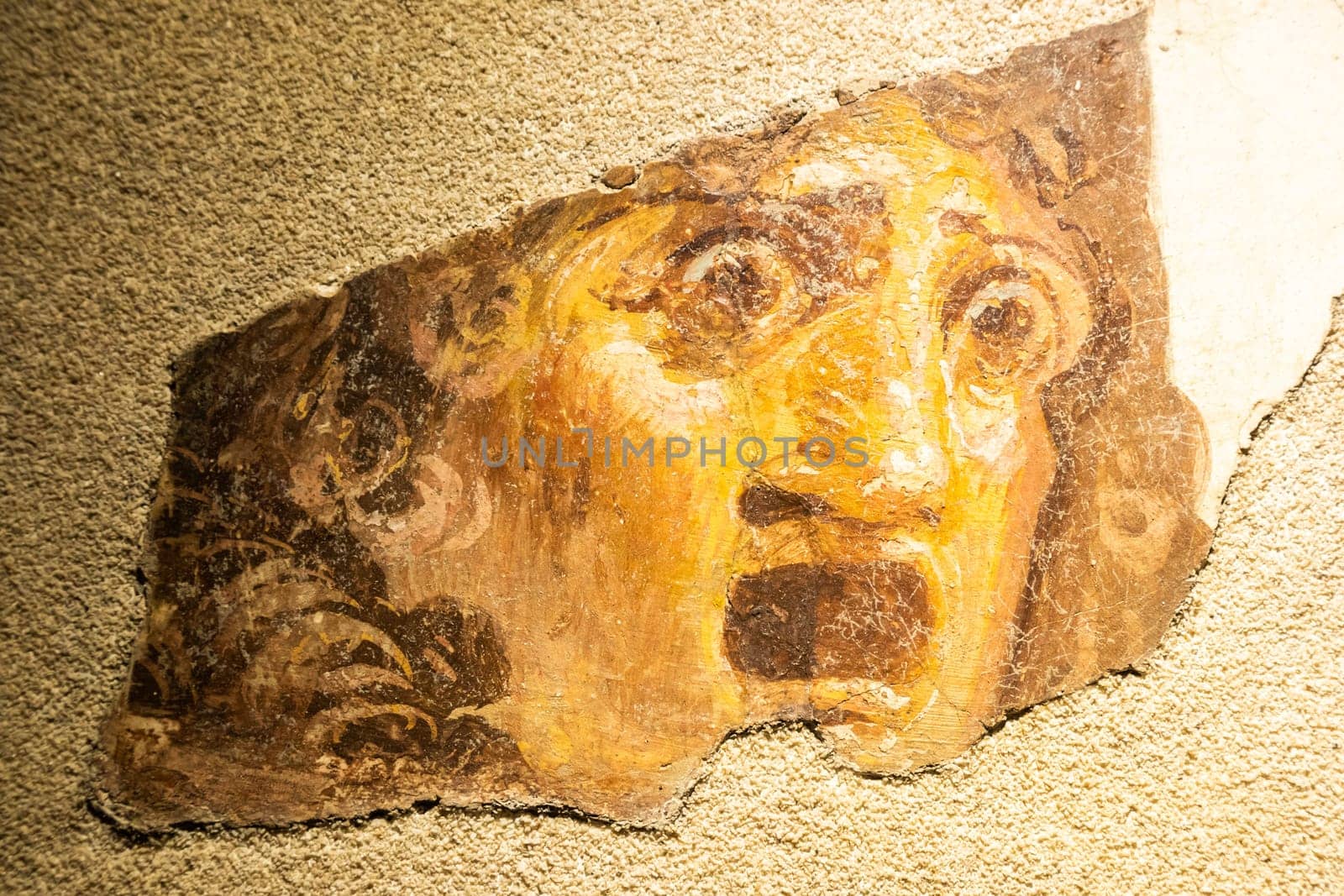 Italy, Pompeii - Roman house interior, antique fresco decoration, ancient wall painting