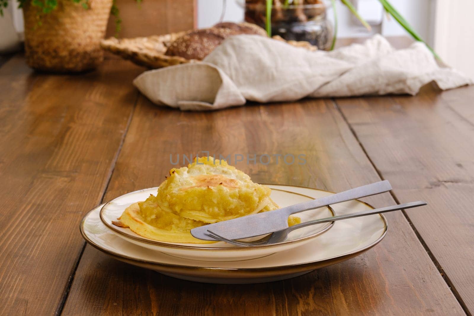 Portion of fried sweet apple pancakes on a plate