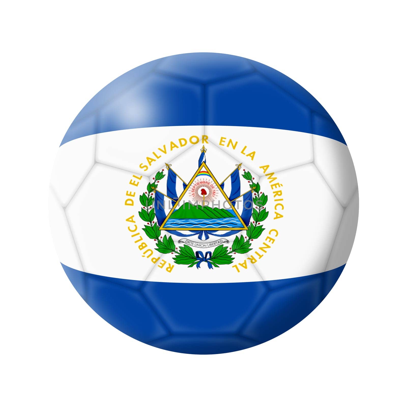 An El Salvador soccer ball football 3d illustration isolated on white with clipping path