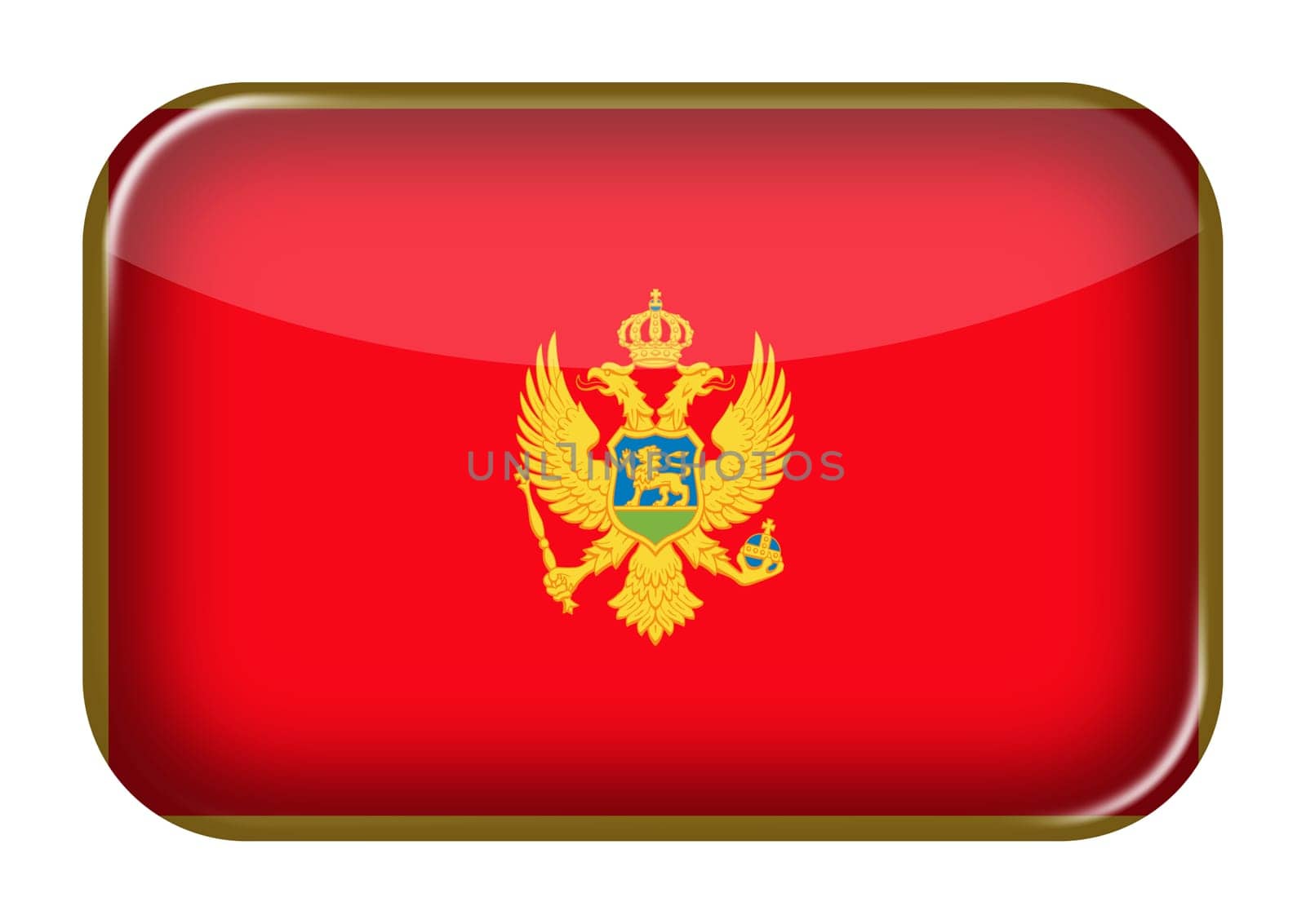 A Montenegro web icon rectangle button with clipping path 3d illustration