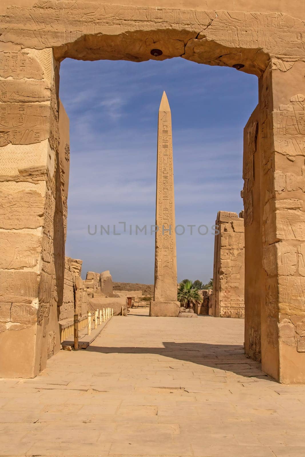 Obelisk of Hatshepsut in Karnak temple, Luxor, Egypt. Vertically.
