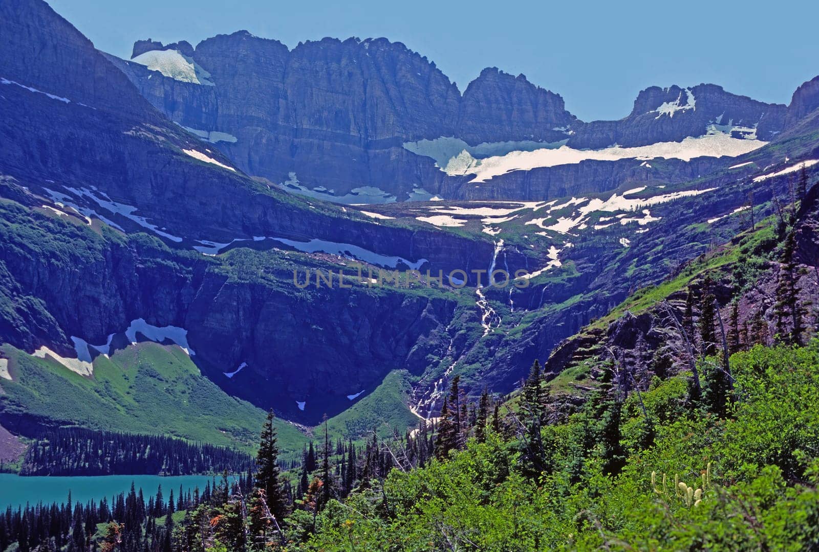 Glacially Carved Landscape in the Many Glacier Area in Glacier National Park in Montana