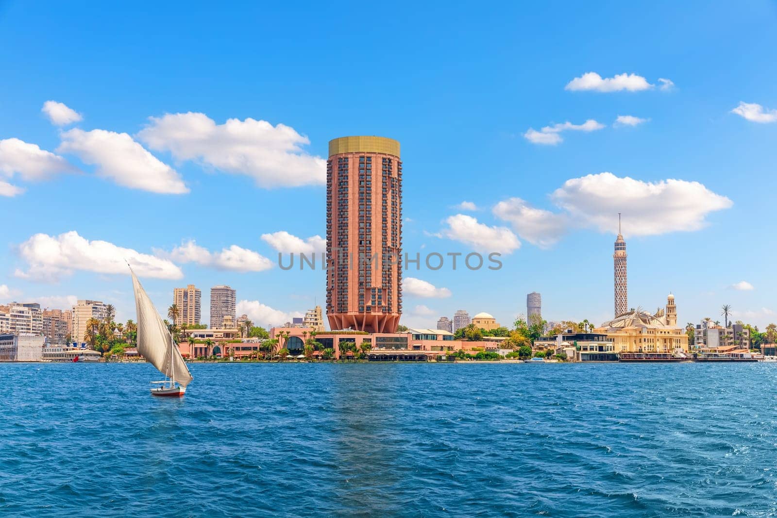 Exclusive view on the Nile and Cairo sights, Egypt.
