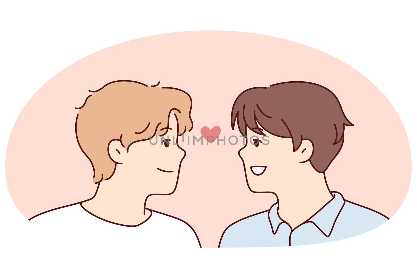 Happy gay couple showing love
