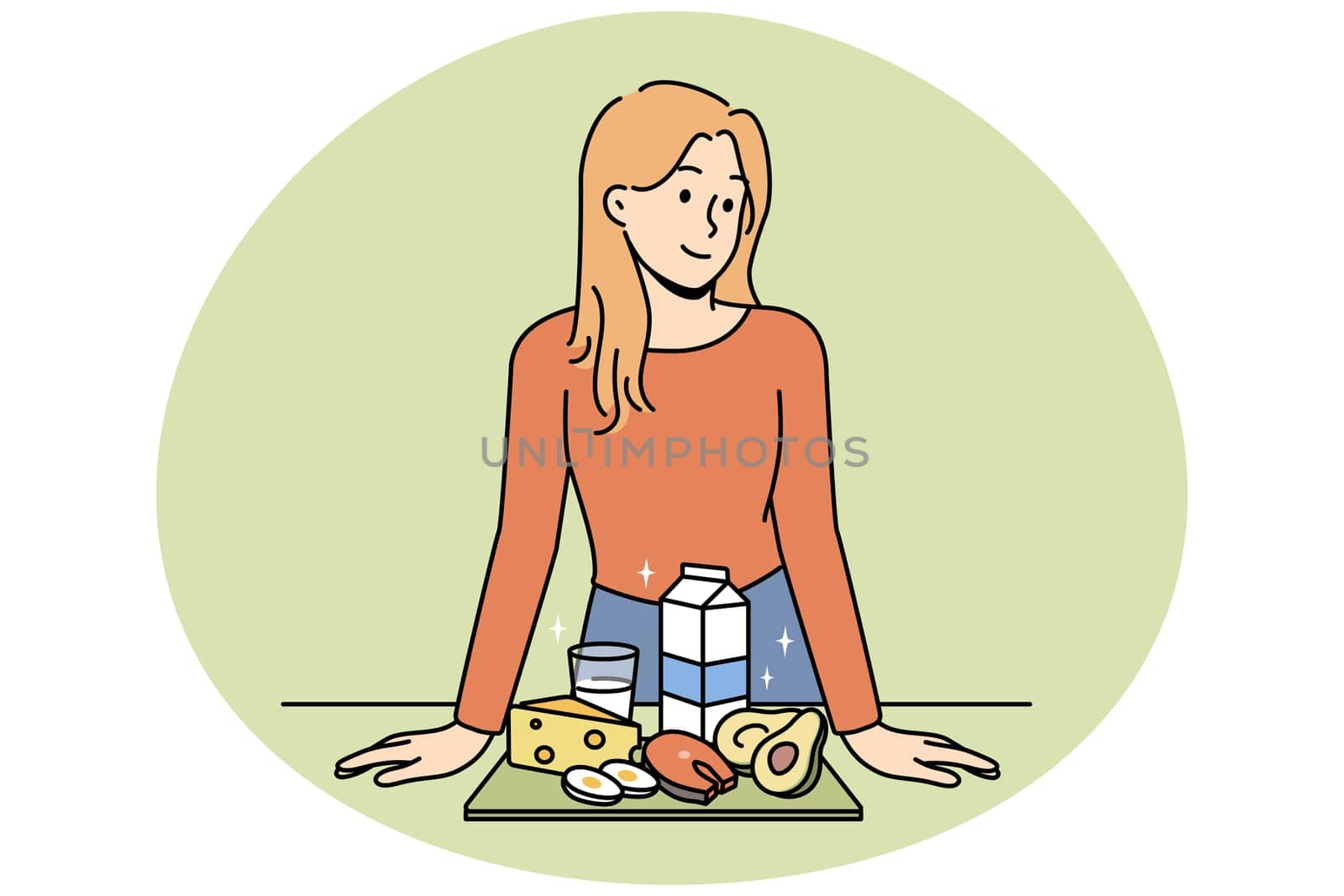Smiling woman with healthy organic products