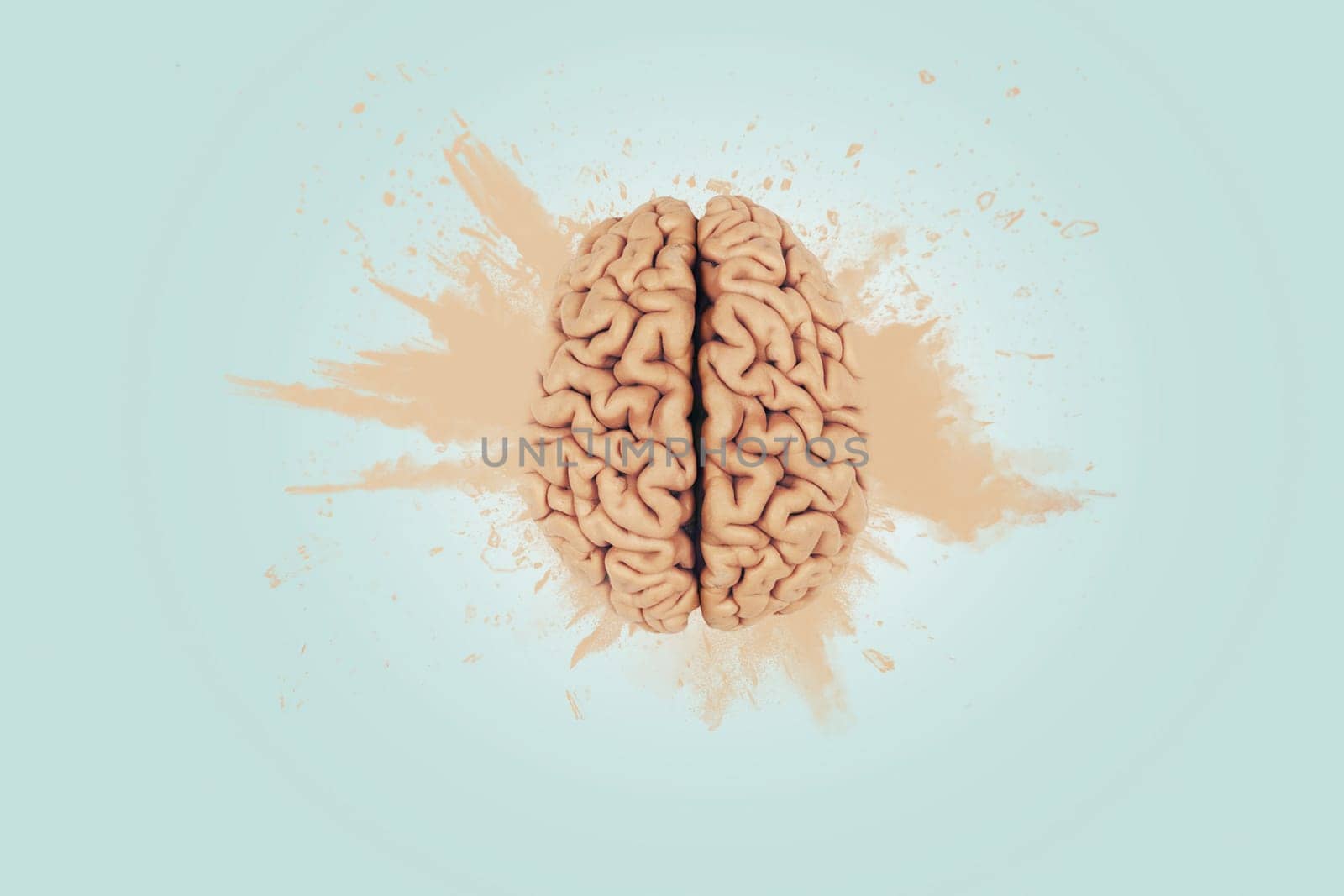 Creative thinking and brain explosion with splashes. Think different, creative idea. Fresh thought, creative. Brainstorm
