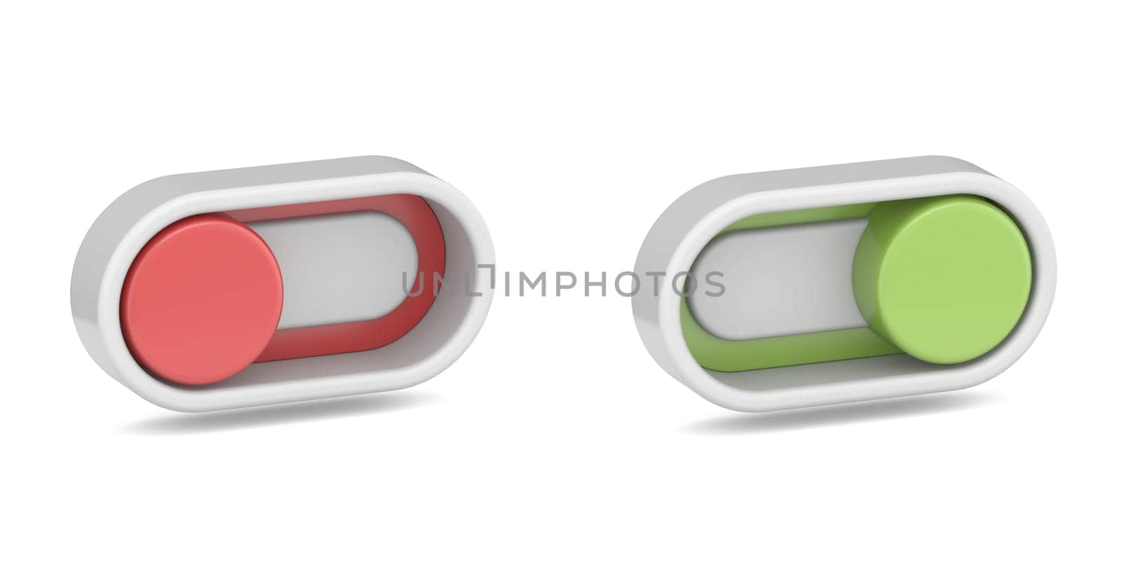 On off switch button 3D rendering illustration isolated on white background