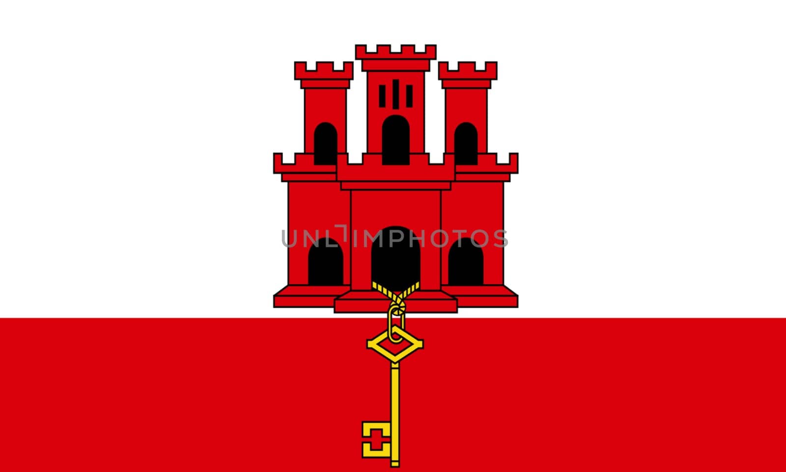 flag of Gibraltar. flag of European country. Illustration of national symbol of Gibraltar. Gibraltar official state symbol