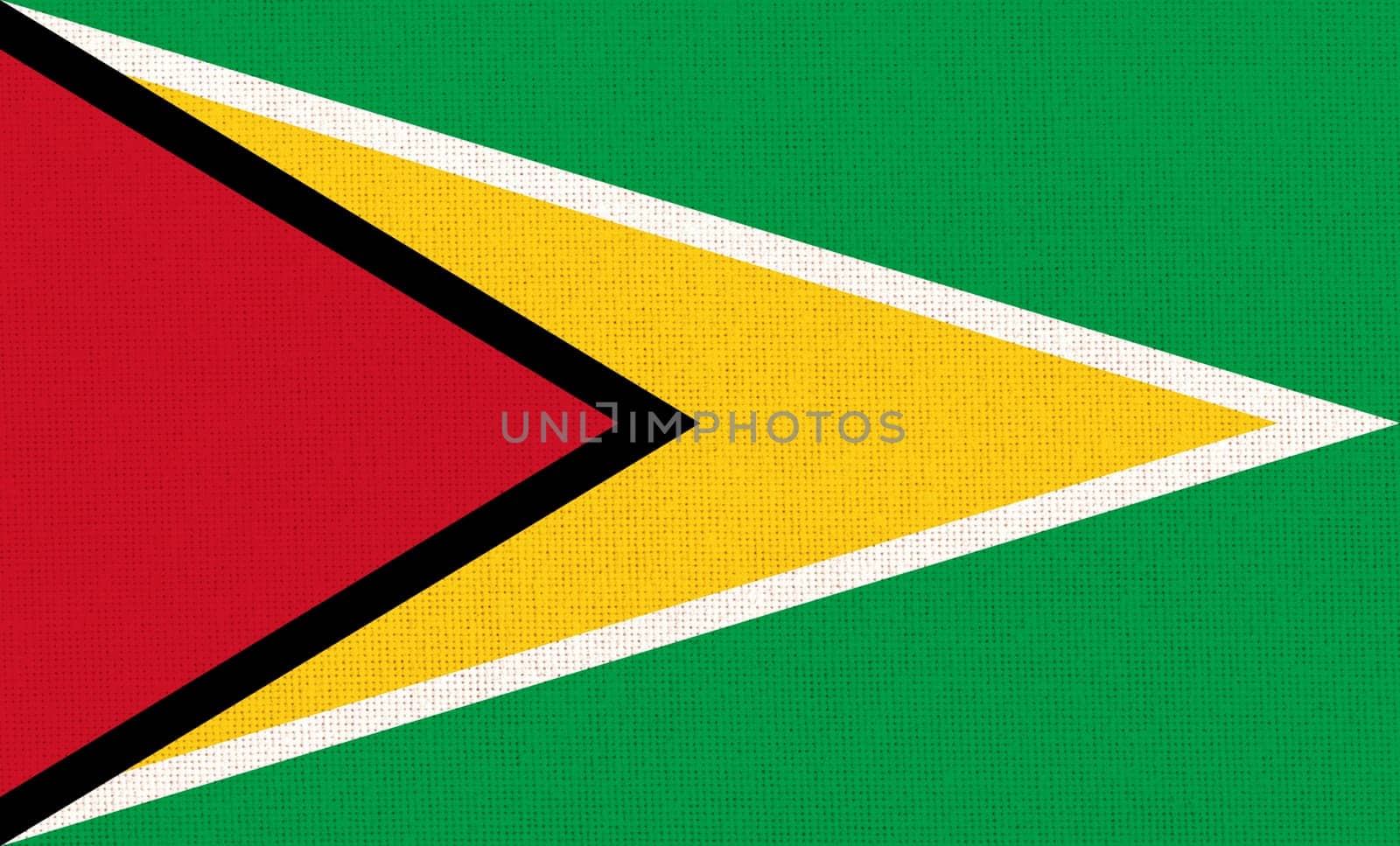 flag of Republic of Guyana. National Guyana flag on fabric texture. national flag on textured background. Fabric Texture. Co operative Republic of Guyana