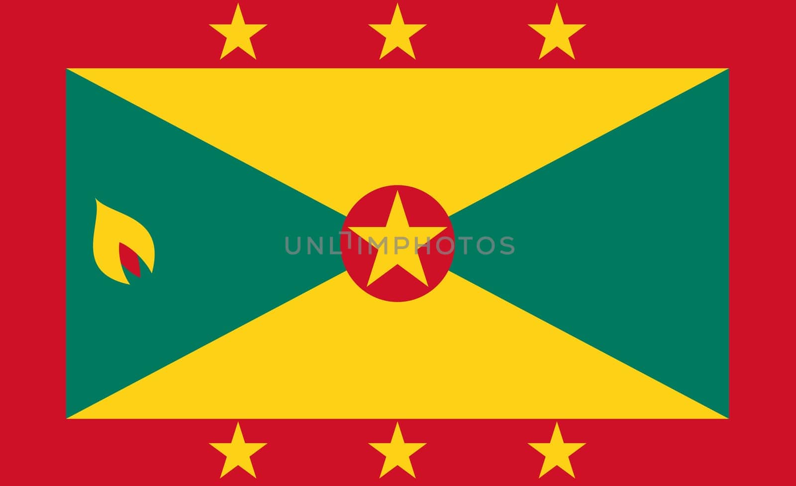 flag of Grenada. National red yellow and green Grenada flag. Grenada national flag. Island country