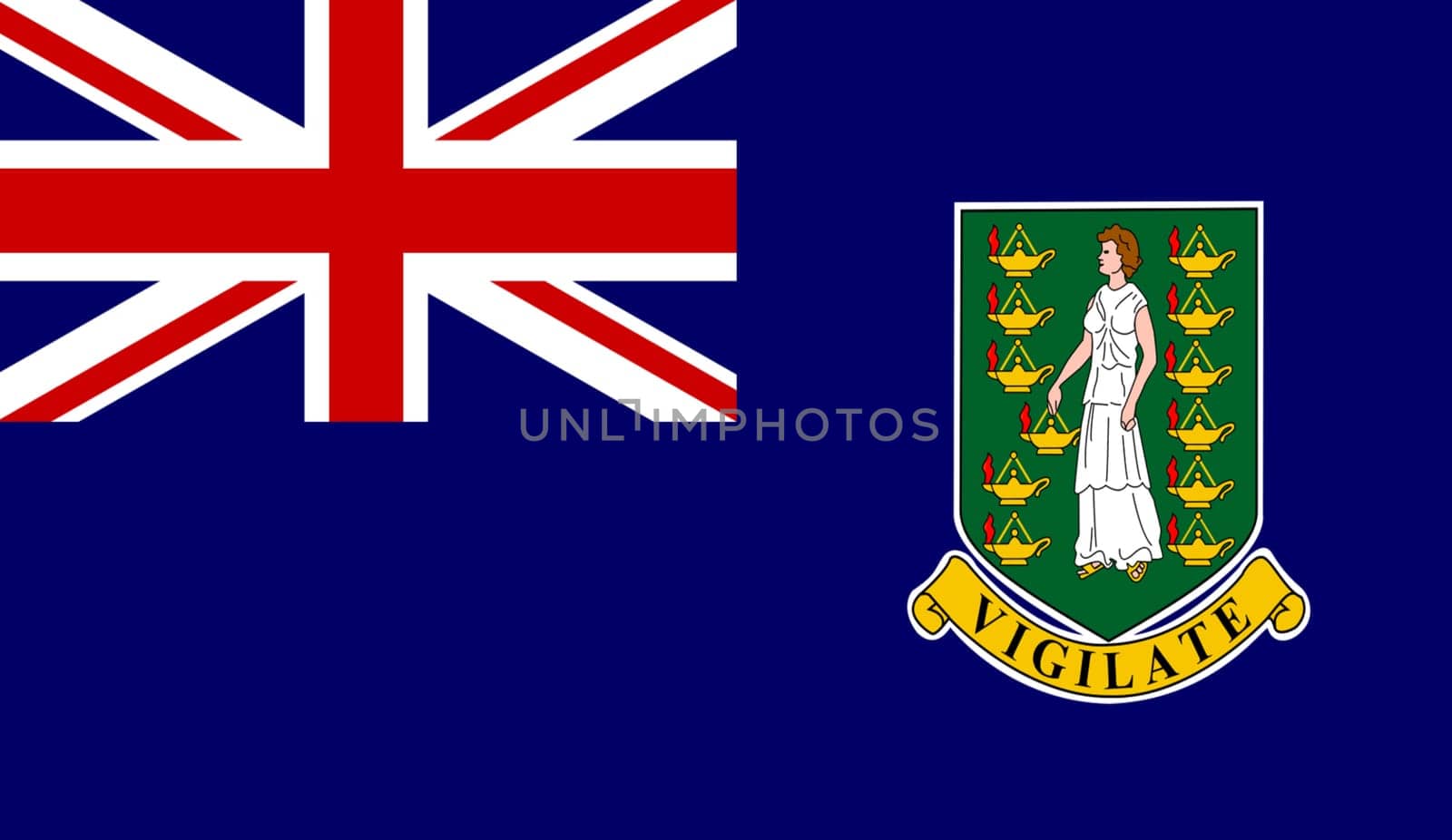 Flag of British Virgin Islands. British Virgin Islands state symbol. National symbol. 3D illustration. Island country. National symbol of British Virgin Islands