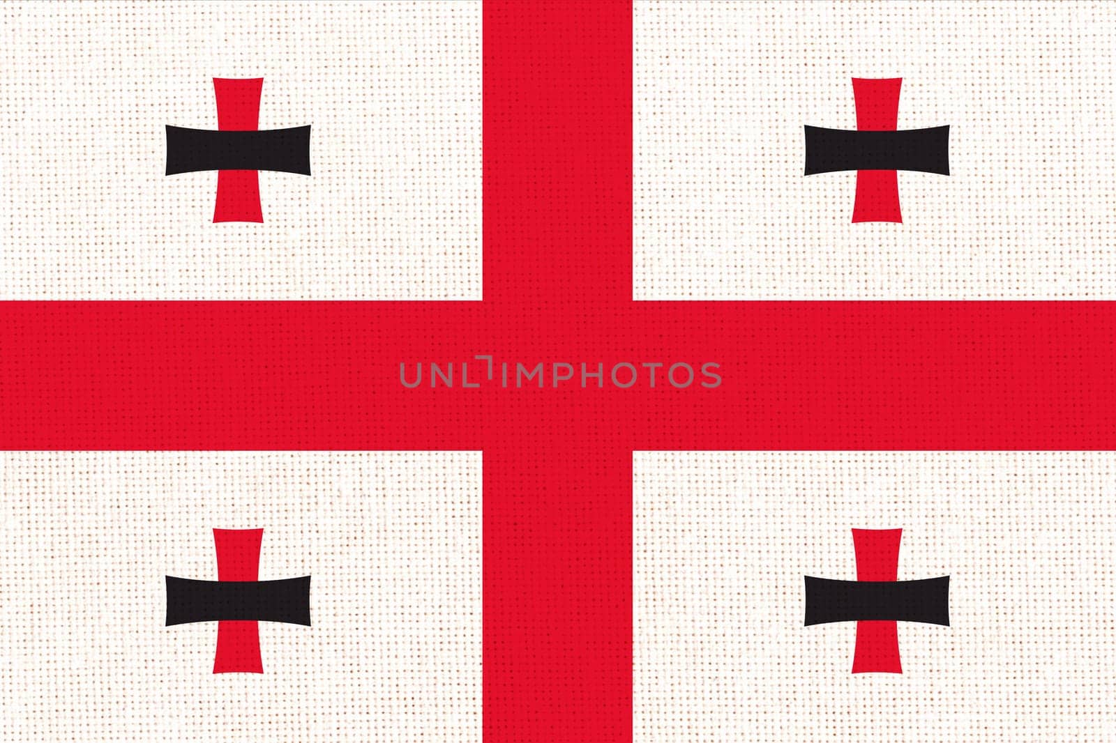 Flag of Georgia. Georgian state symbol. flag on fabric surface. Fabric Texture. Georgian state symbol state symbol. Caucasian country