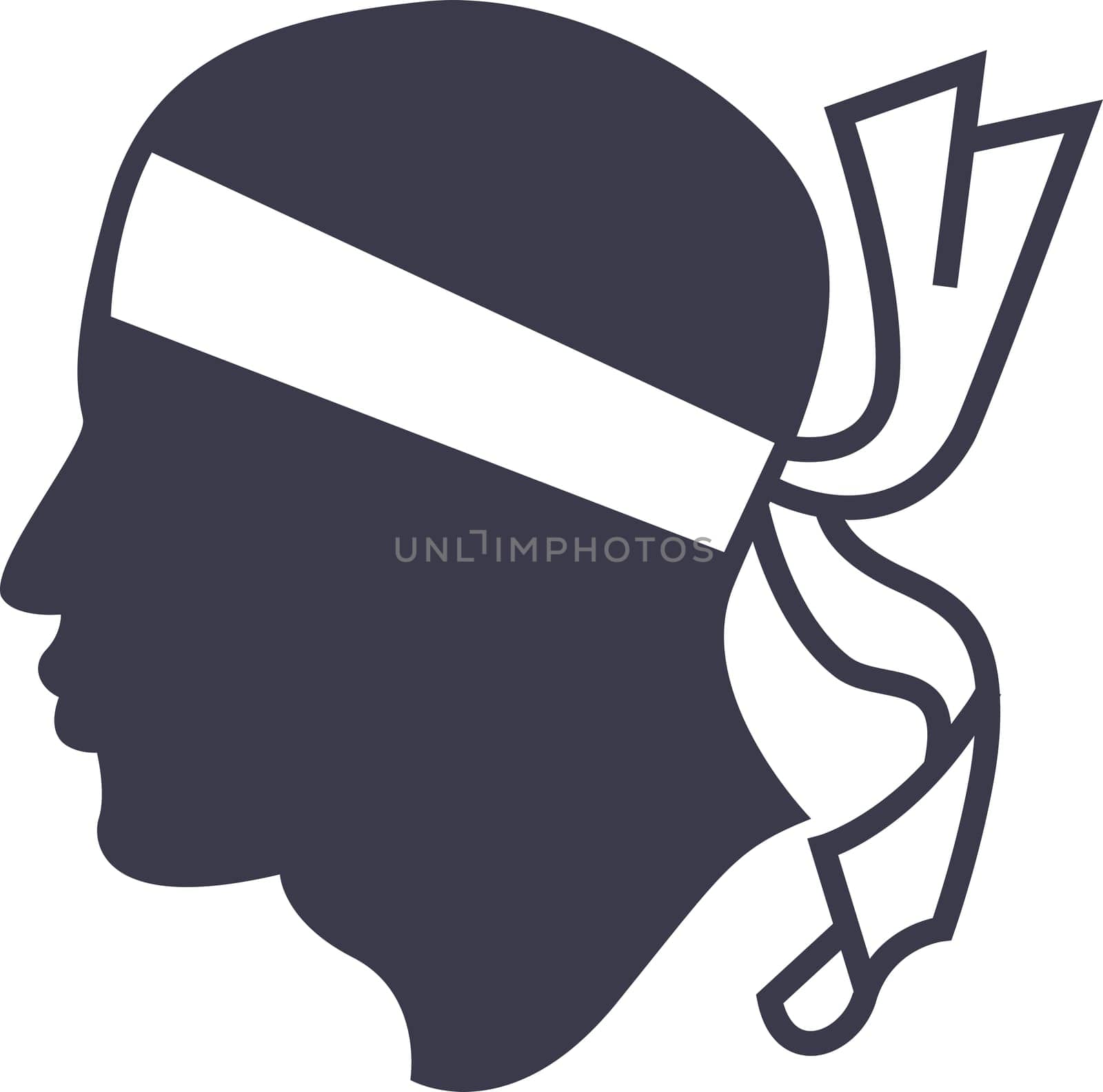 Flag of Corsica. Official symbol of island. Corsica territory. Corsican autonomy. illustration of Corsican flag. Official symbol of flag of Corsica. Island territory. French region