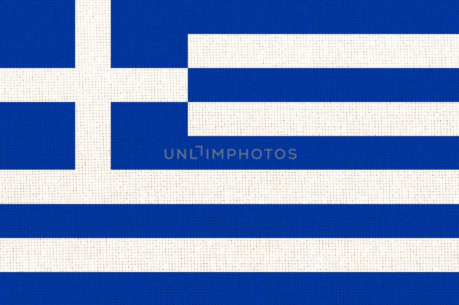 Flag of Greece. Greek state symbol. flag on fabric surface. Fabric Texture. Greek state symbol state symbol. Republic of Greece. European country