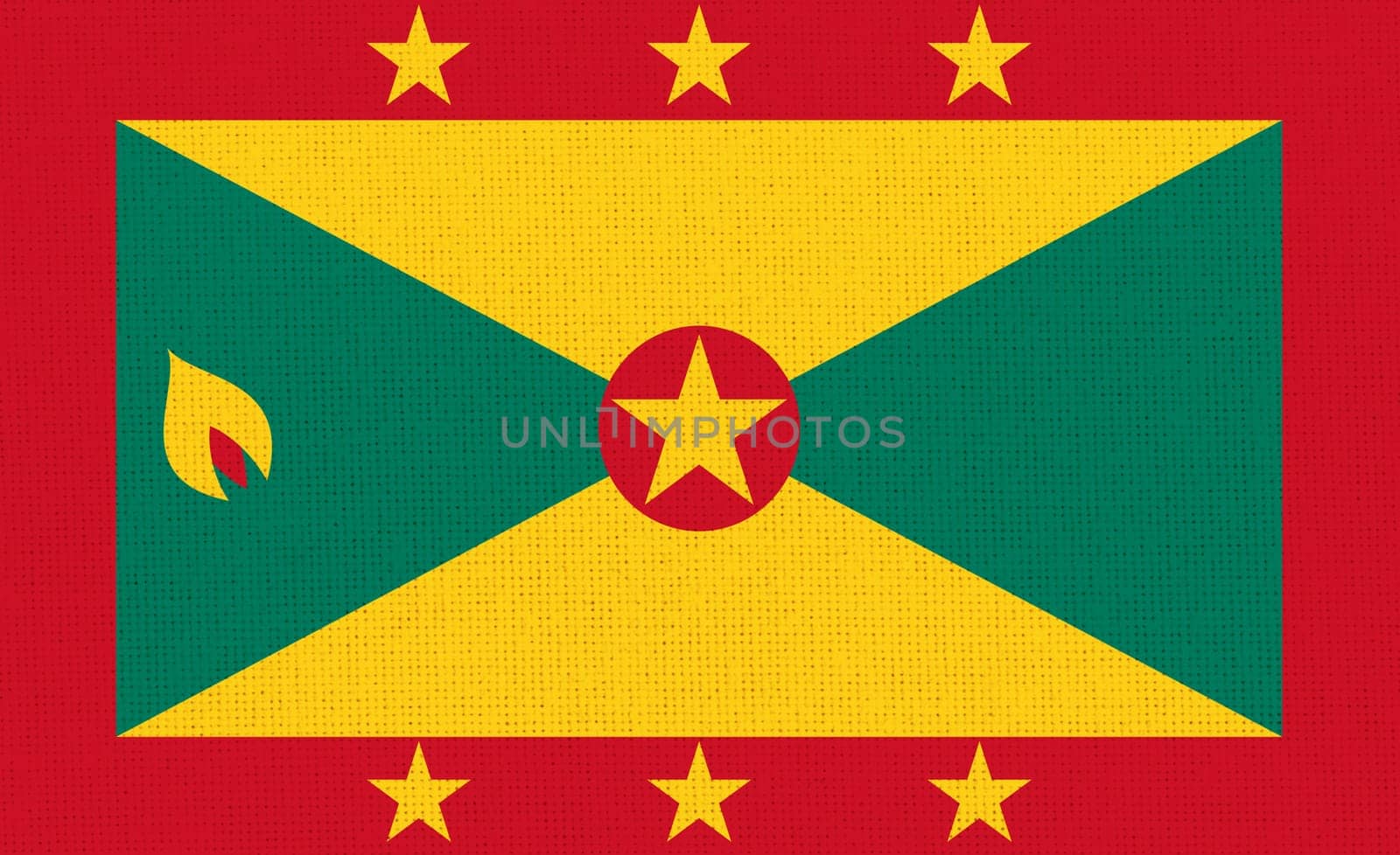 flag of Grenada. National Grenada flag on fabric surface. Grenada national flag on textured background. Fabric Texture. Island country