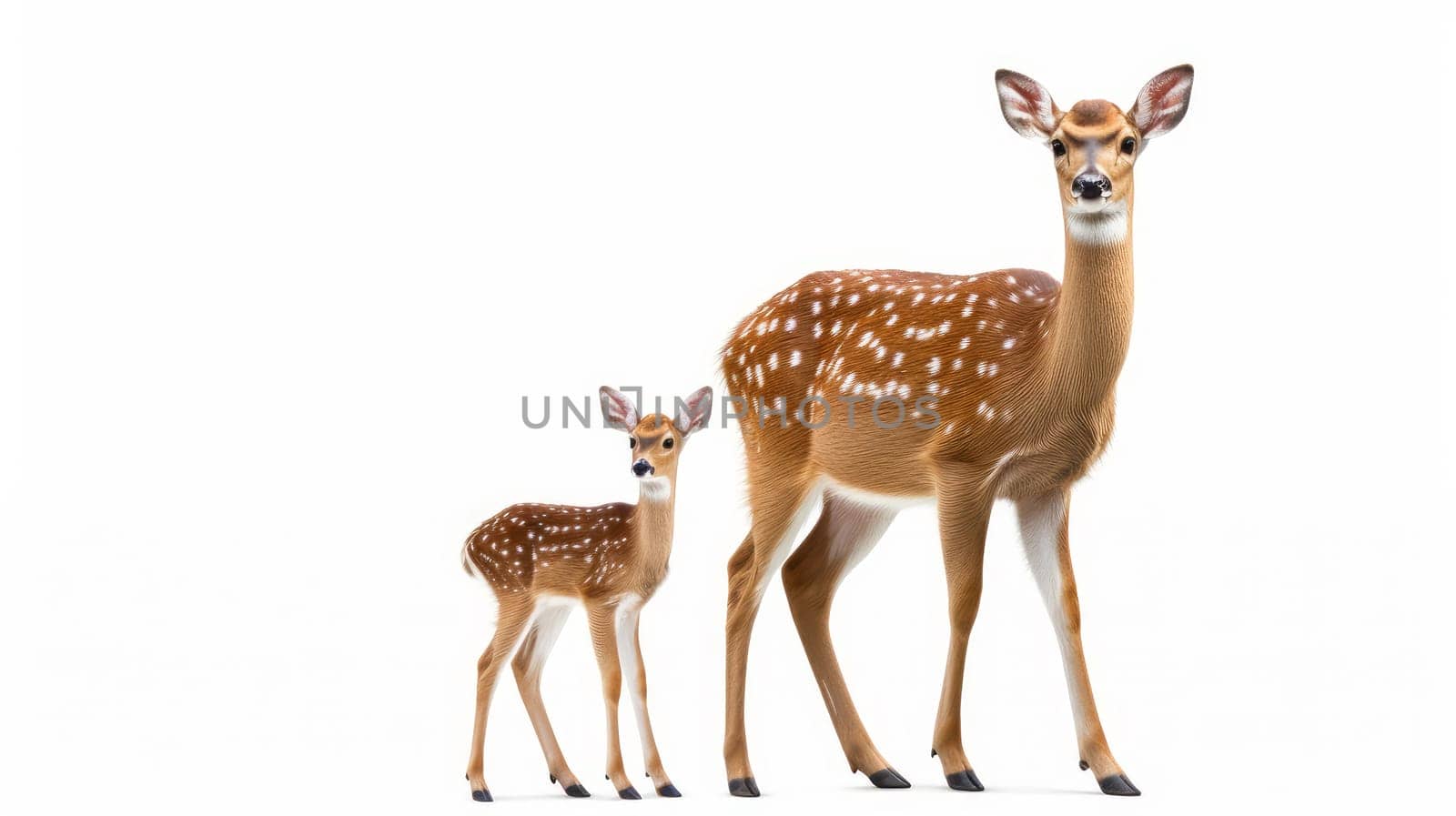 Young Doe and Buck Portrait isolated on white background. artificial art