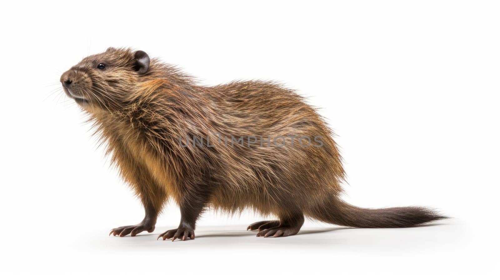 Majestic Muskrat isolated on white background. artificial art