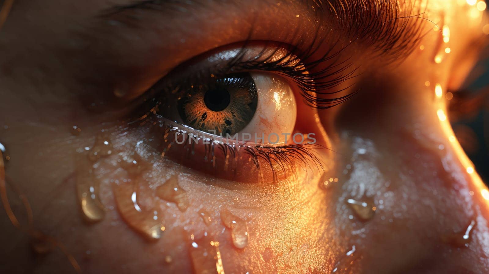 Energy and Danger concept image of human eye with fire flames. Generated with artificial Art