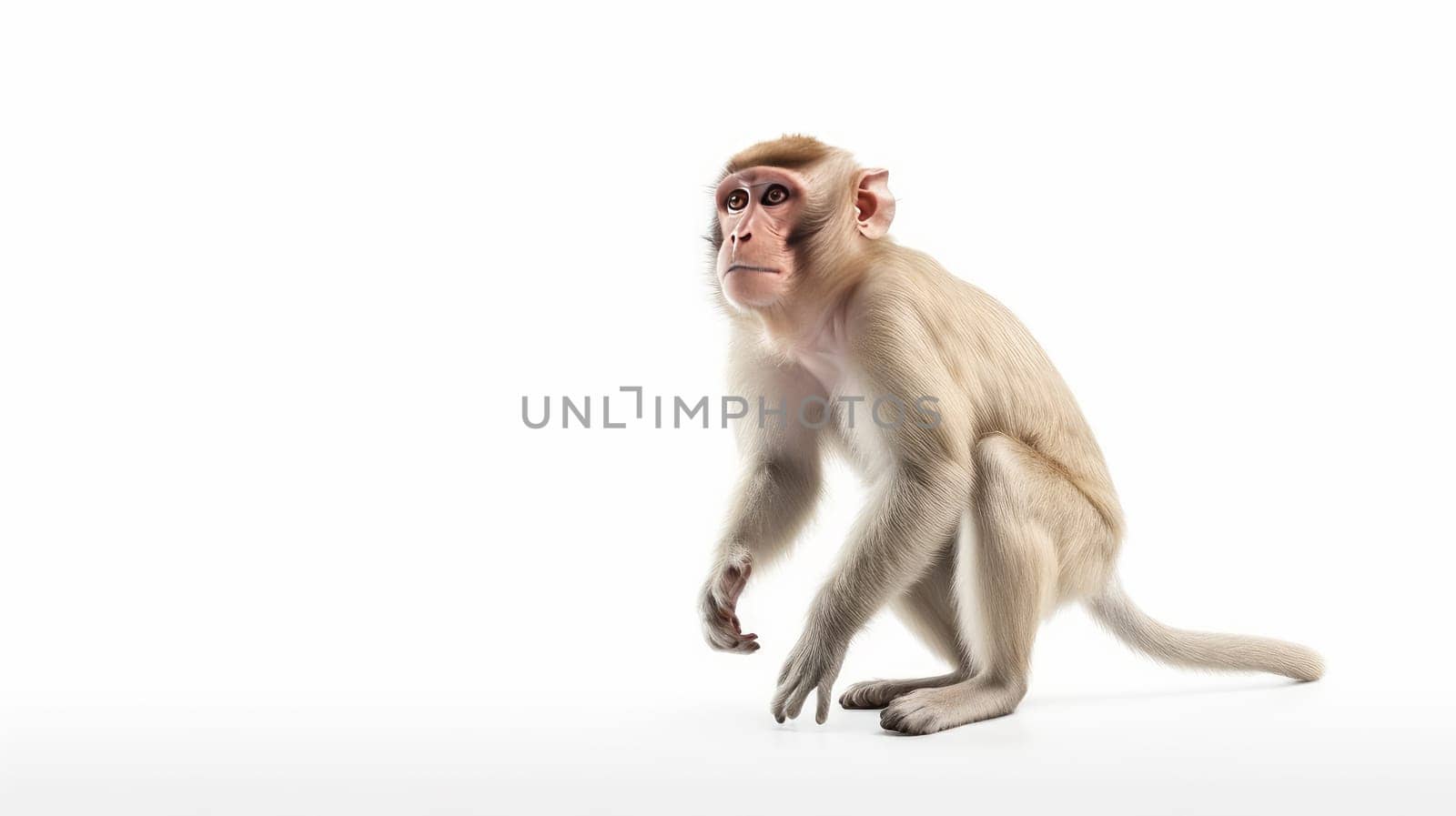Portrait of a Monkey primate isolated on white background. Monkeyartificial art
