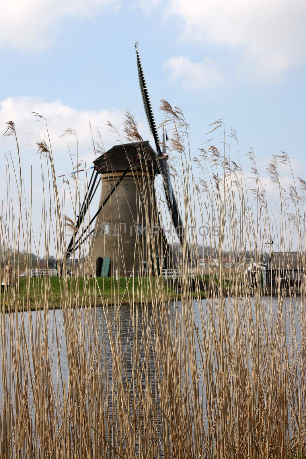 One of the 19 windmills at Kinderdijk in the Netherlands. Built about 1740, this is the largest concentration of windmills in the Netherlands, a UNESCO world heritage site.