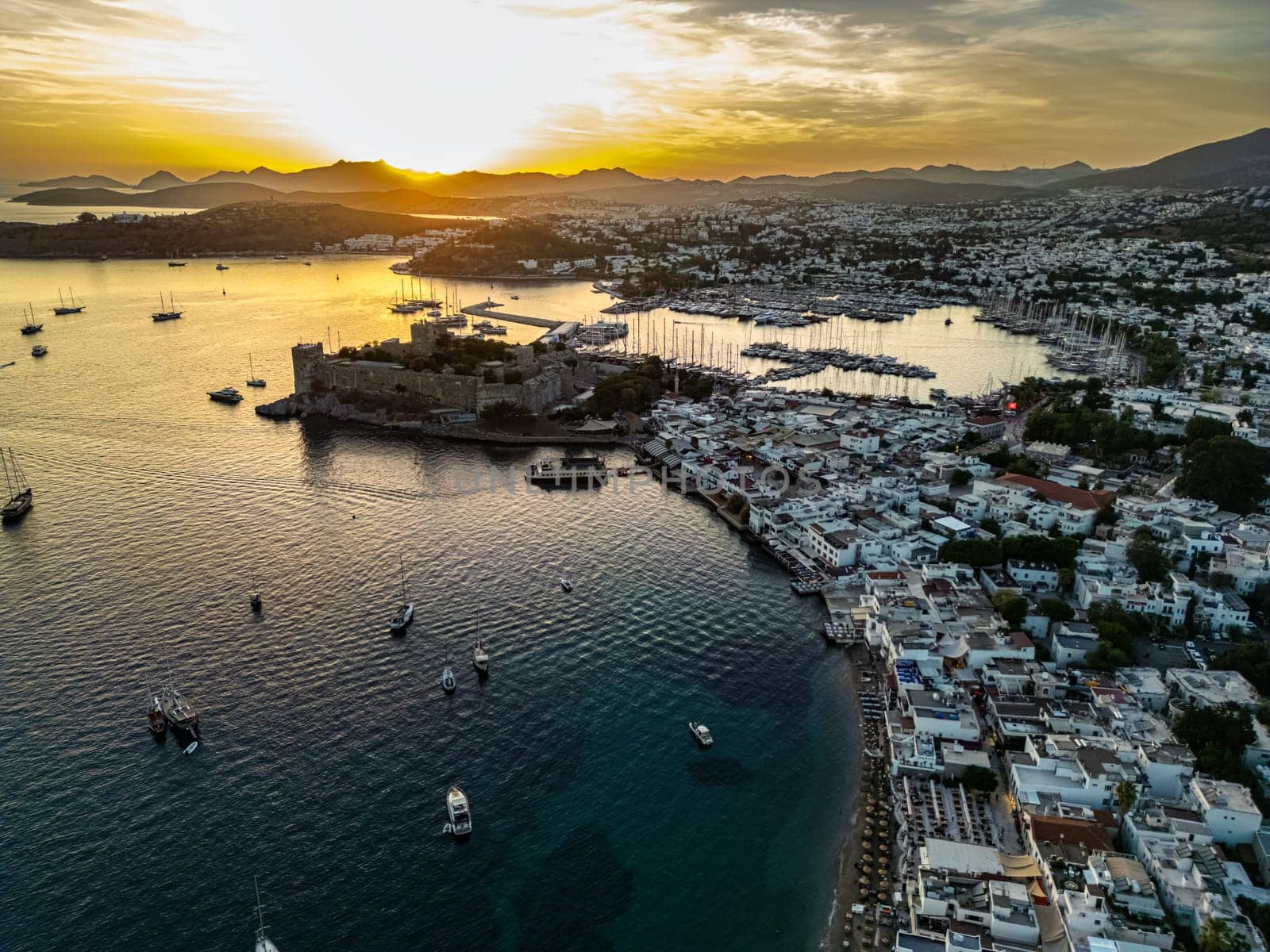 Aerial view of Bodrum in Mugla Province, Turkey.