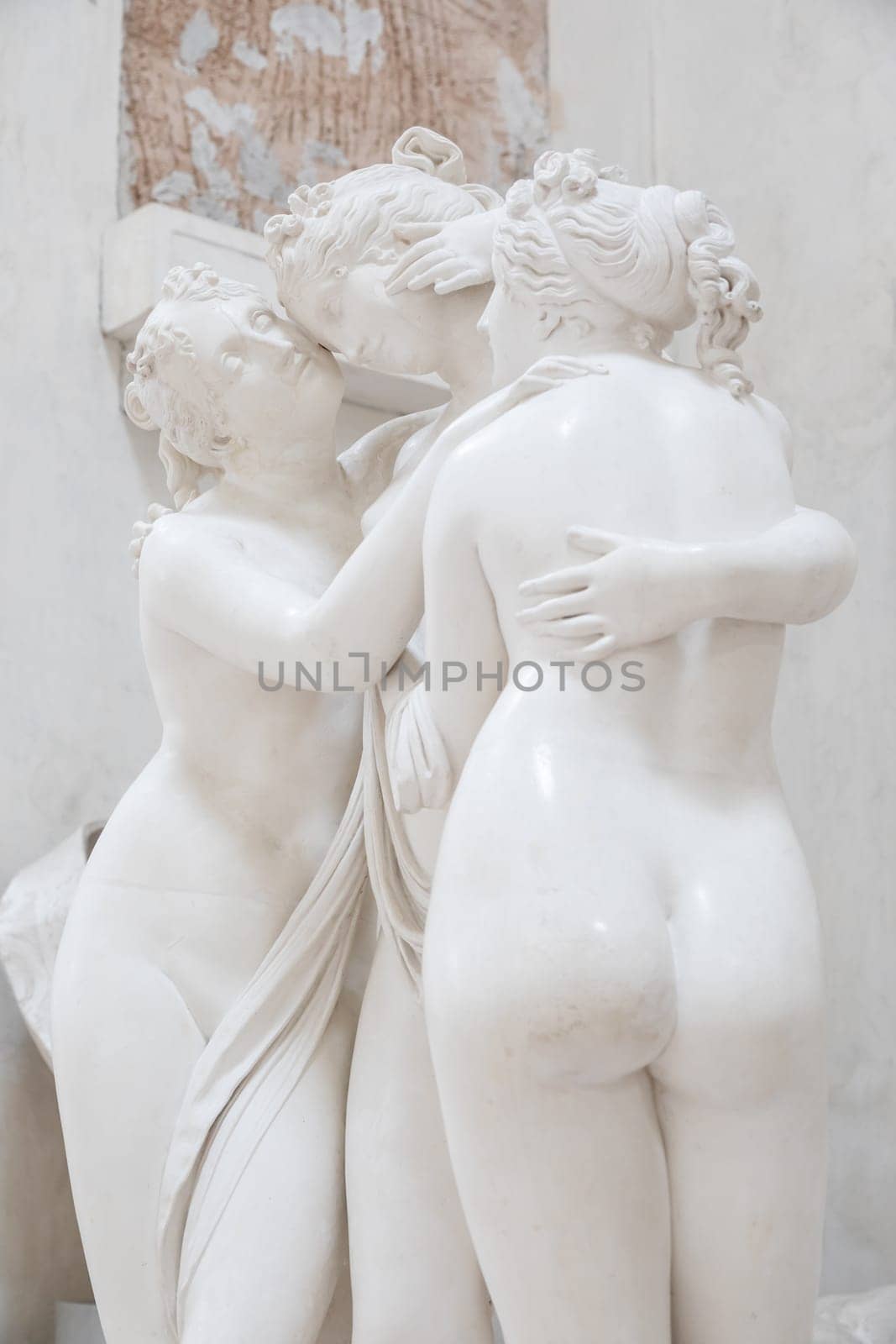 Possagno, Italy - June 2022: The Three Graces by Antonio Canova, symbol of love and beauty