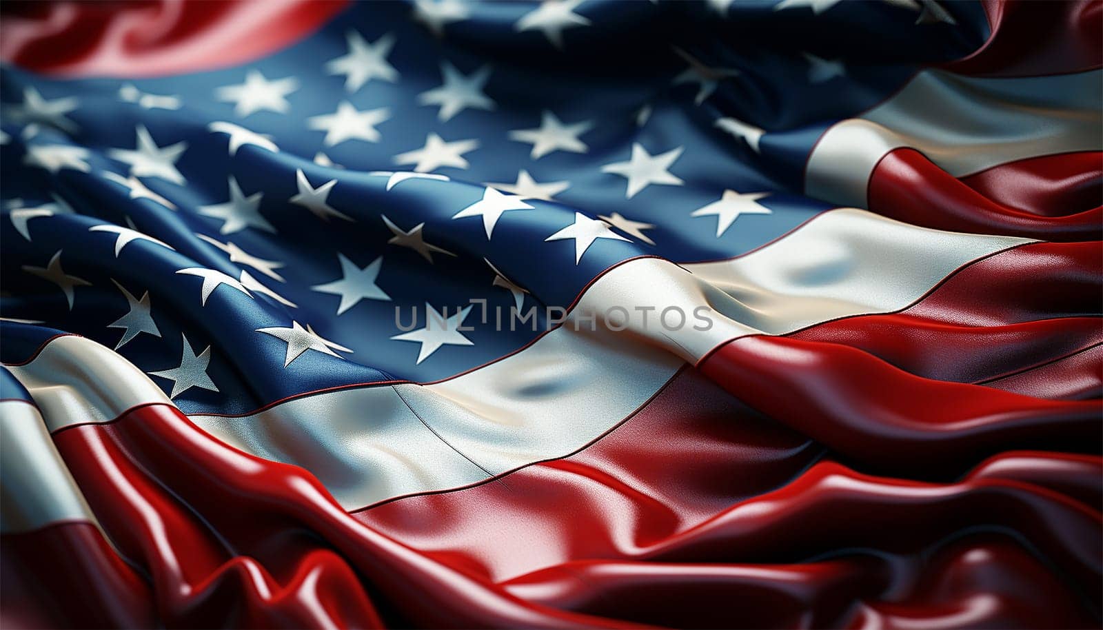 Flag of the United States on the Earth. Star Spangled flag, American flag. Colorful national flag. digital illustration,computer illustration, World domination of the USA. America with copy space. VS taking over the world Space for text