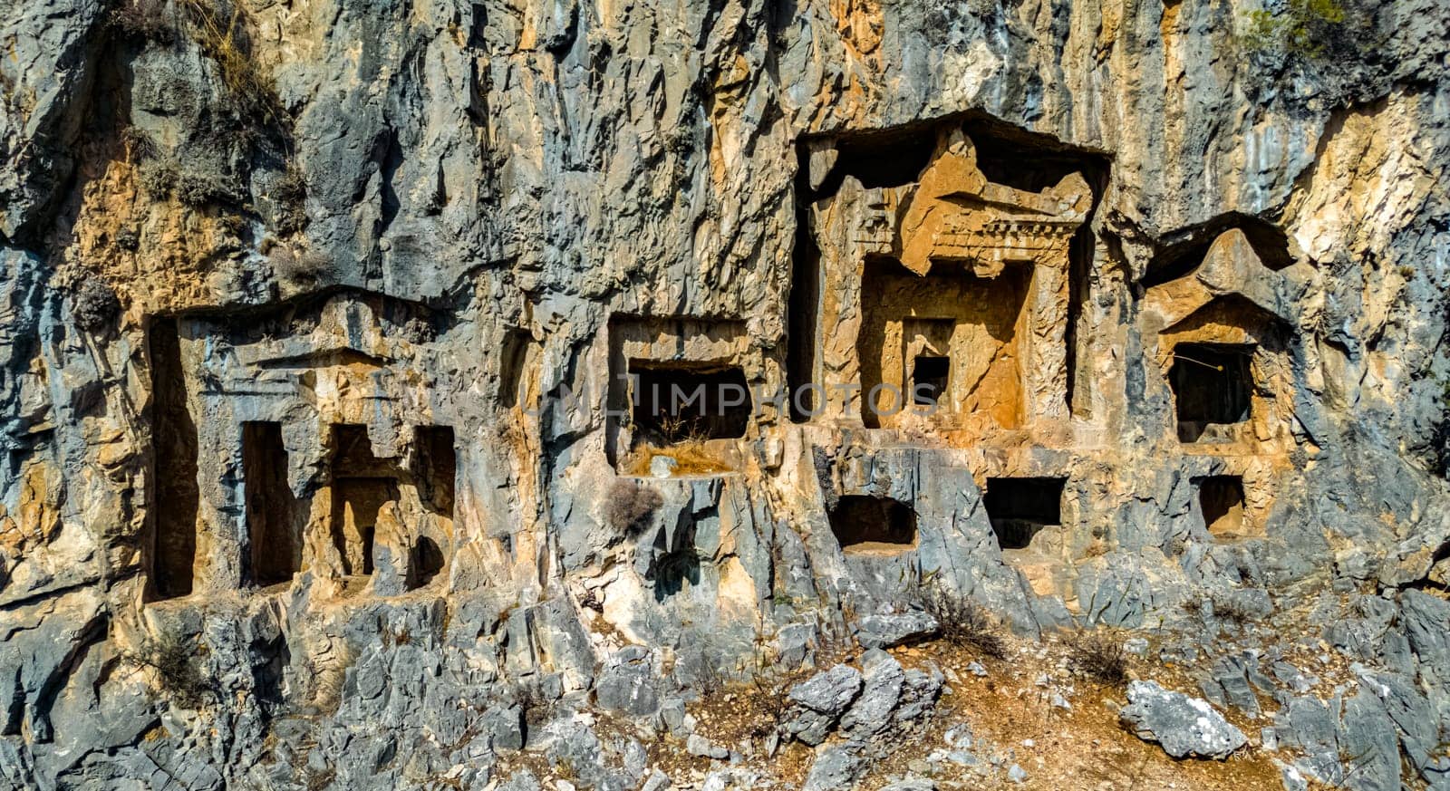 Lycian rock cut tombs of Dalyan in Mugla Province, Turkey.