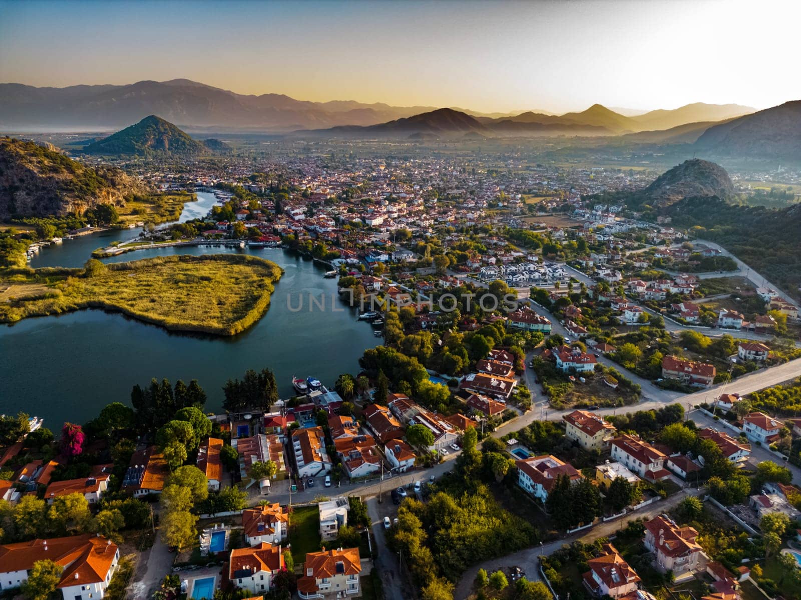 Aerial view of Dalyan in Mugla Province, Turkey