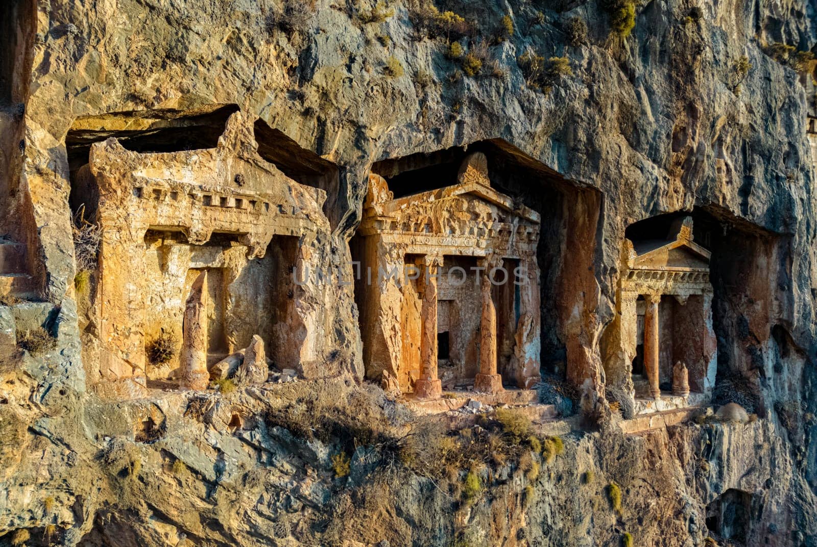 Lycian rock cut tombs of Dalyan in Mugla Province, Turkey.