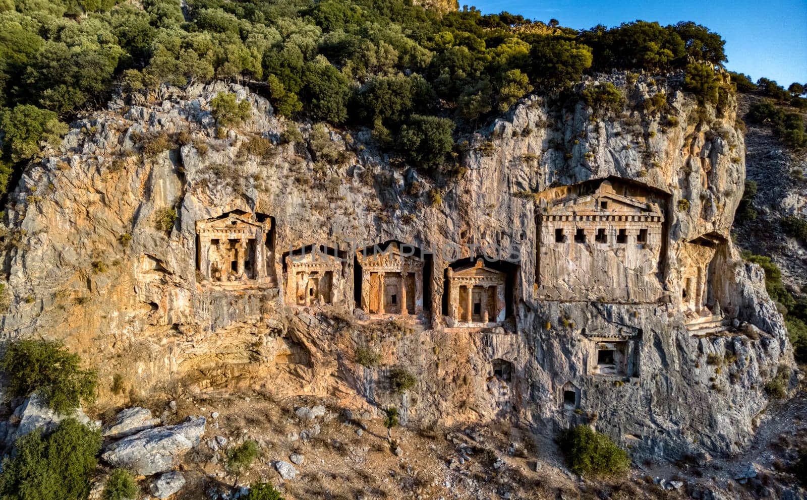 Lycian rock cut tombs of Dalyan in Mugla Province, Turkey.