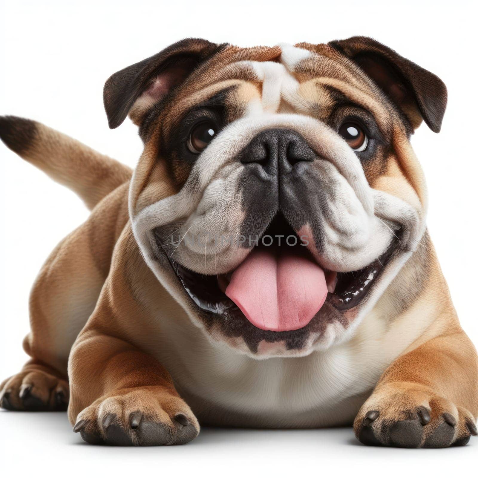 adorable happy british bulldog dog up close generative ai