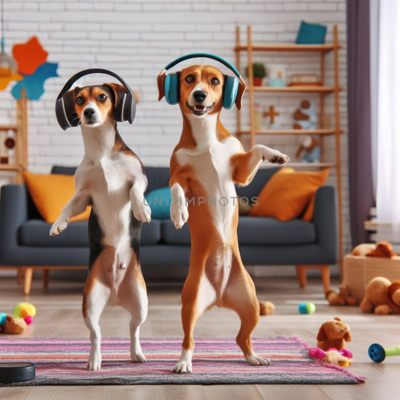 your dogs using headphones and dancing to music when are out generative ai