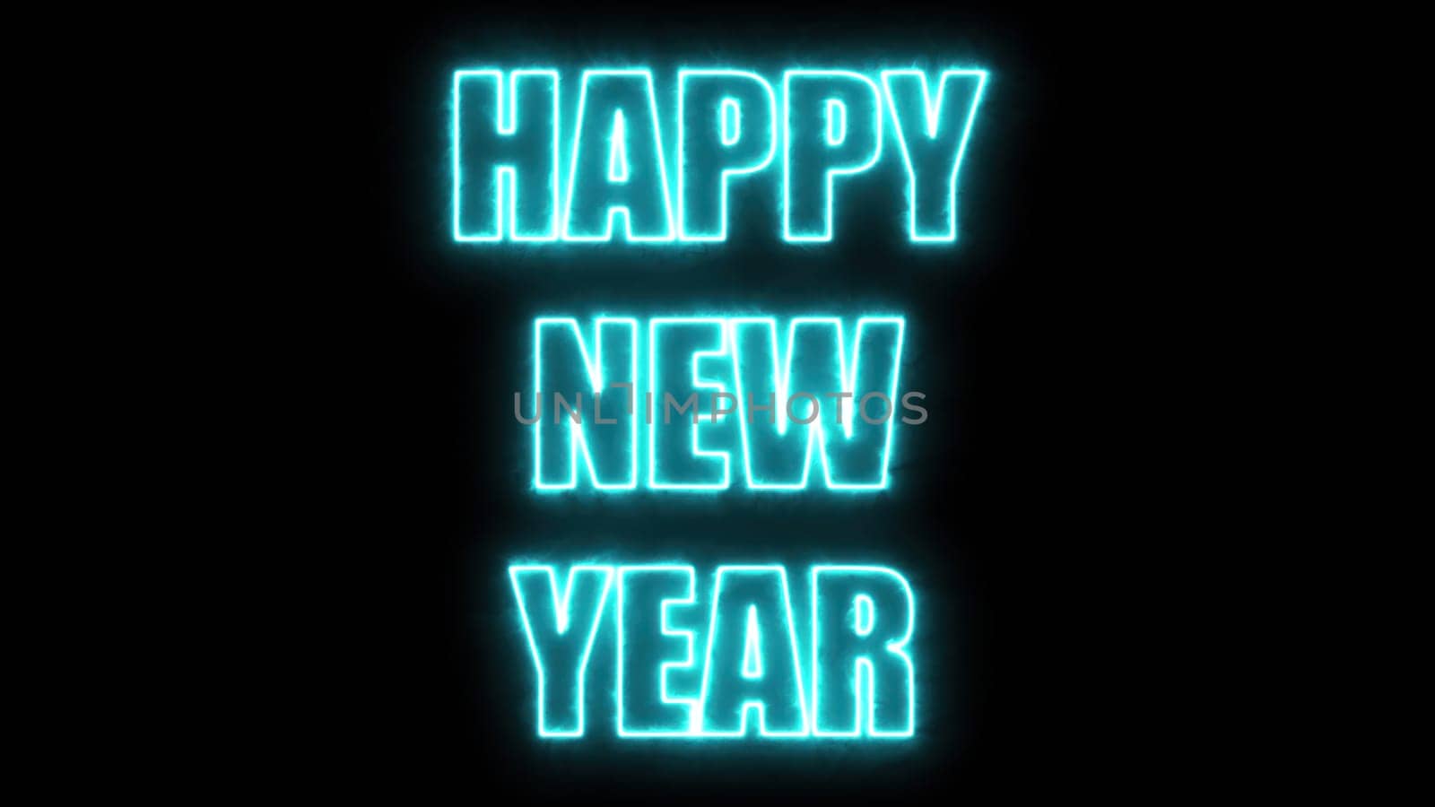 Happy New Year text. Computer generated 3d render