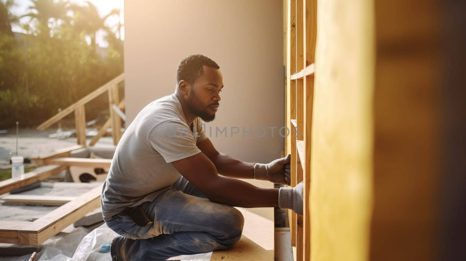 Constructorwhile working on the building, new housing development