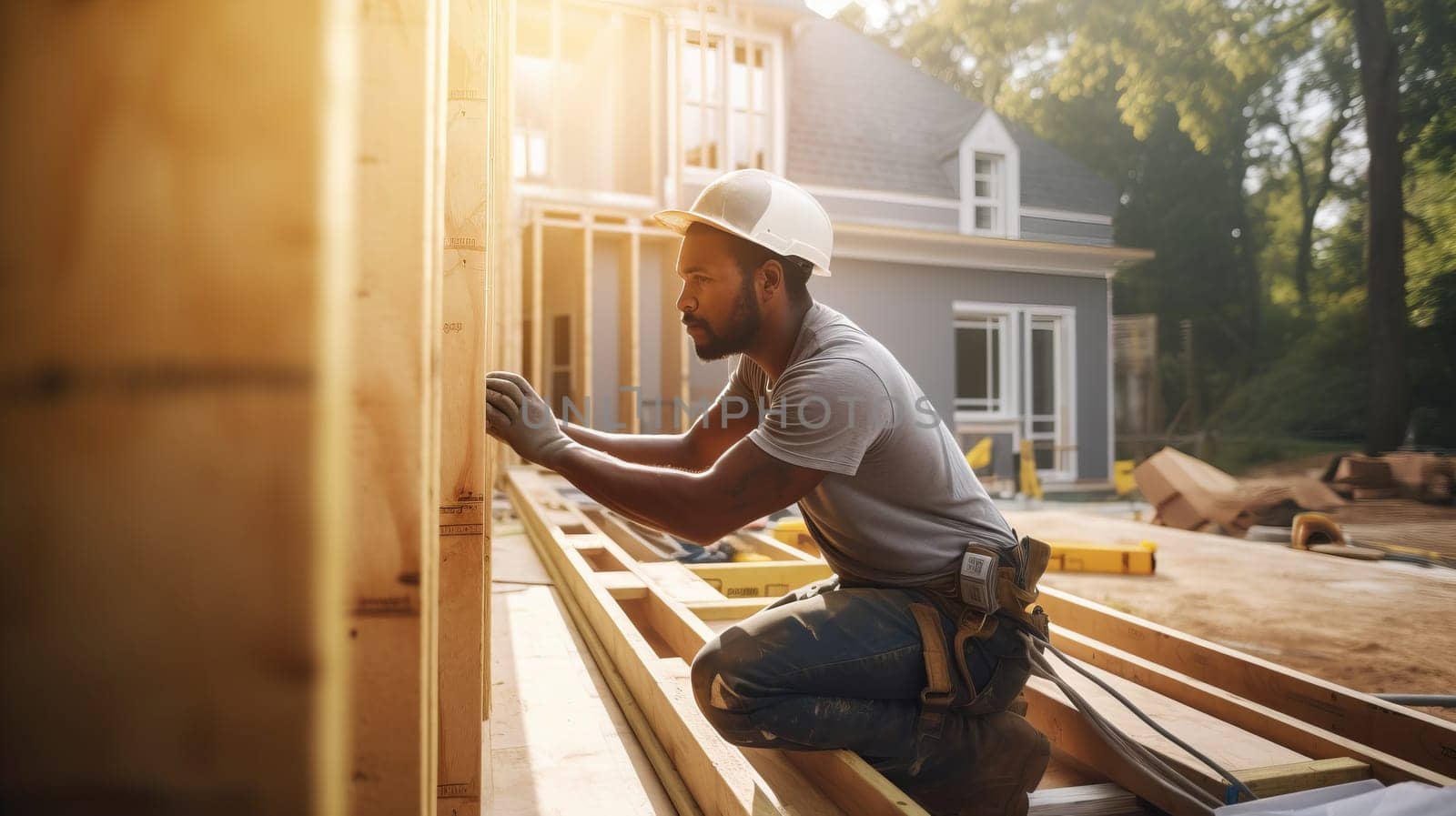 Constructorwhile working on the building, new housing development