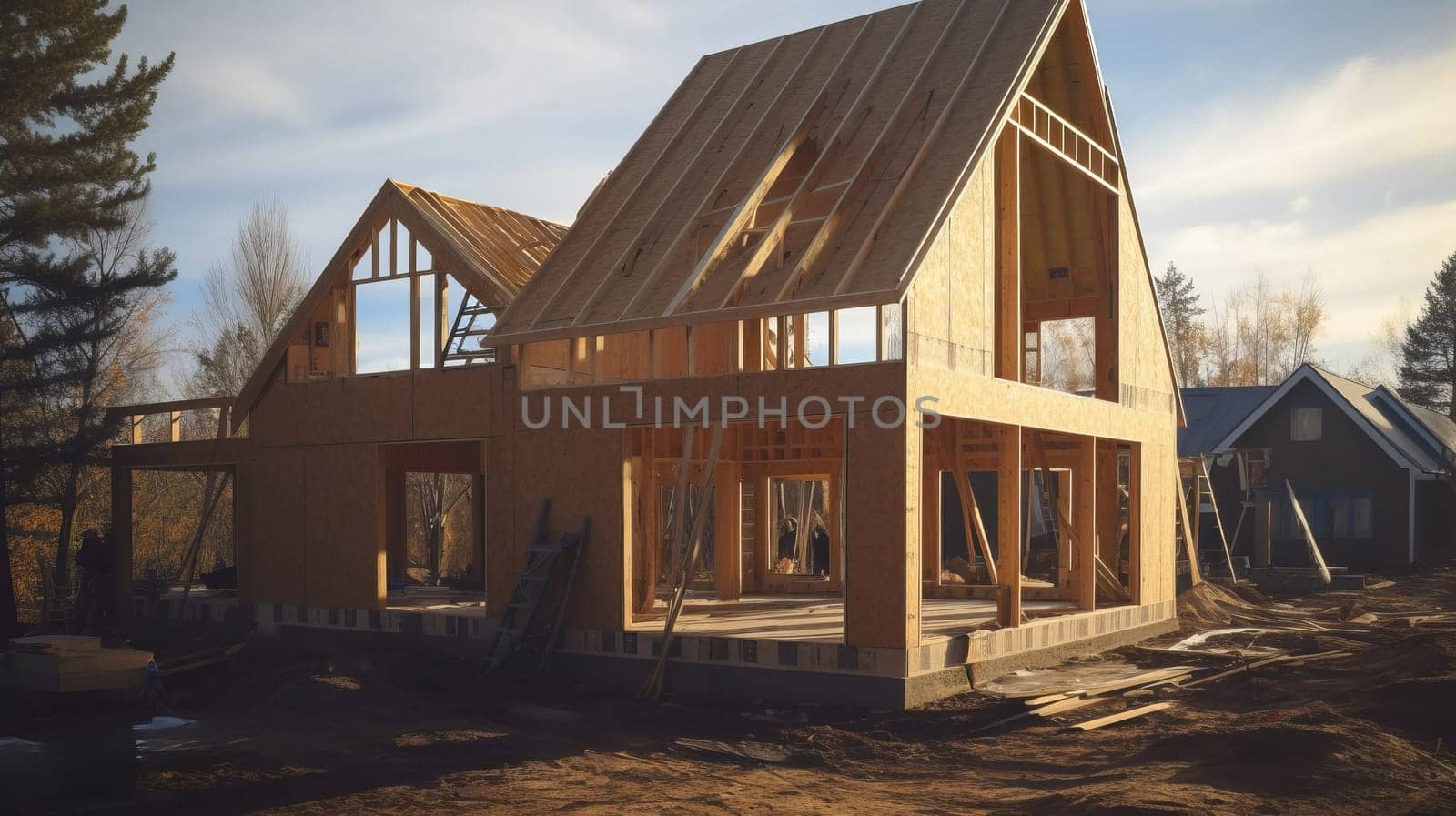 A house being built. New construction