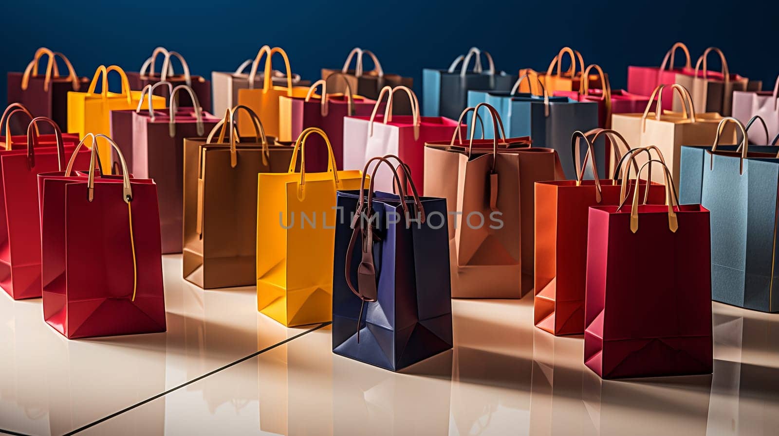 Colorful gift bags on floor